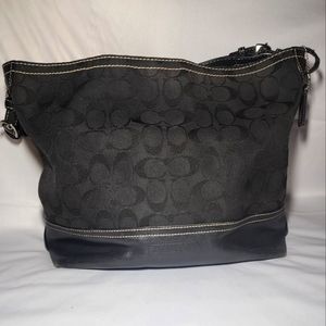 Coach Handbag 2156 Purse Black Signature C Hobo Bag w/ Leather